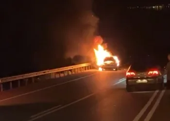Datça yolunda araç yangını