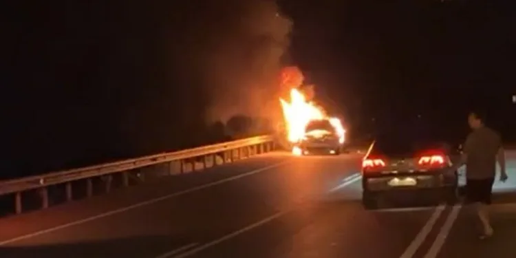 Datça yolunda araç yangını