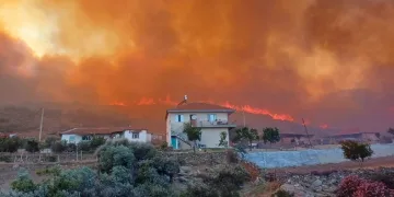 Manisa’daki orman yangını evleri tehdit etti