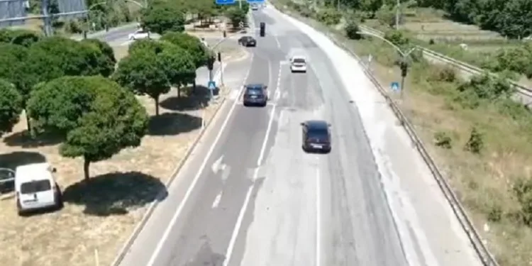 Bayram tatili dönüşü 24 araç ve sürücüsü dron denetimlerinden kaçamadı