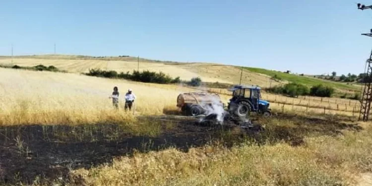 Buğday tarlasında yangın
