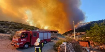 Manisa’da Orman yangını yerleşim yerleri tehlike altında
