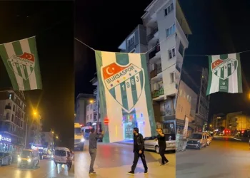 Demirtaş mahallesi Bursaspor bayraklarıyla donatıldı
