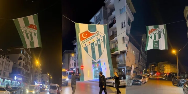 Demirtaş mahallesi Bursaspor bayraklarıyla donatıldı