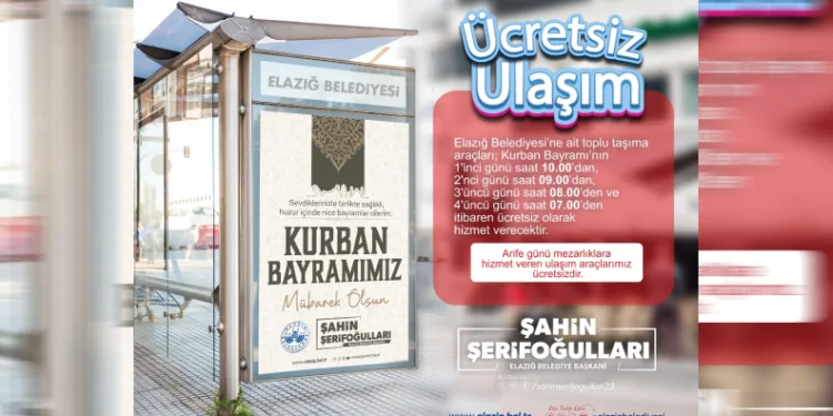 Elazığ’da toplu ulaşım bayramda ücretsiz