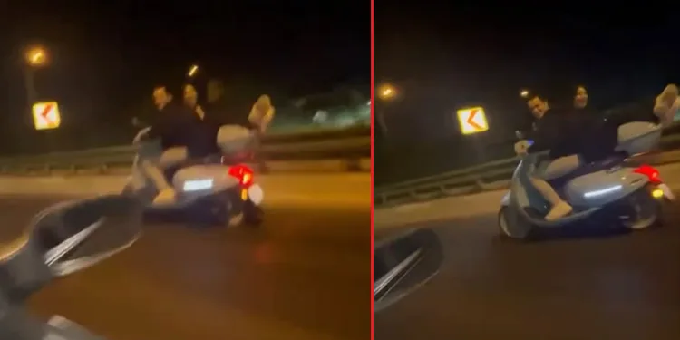 Bursa’da motosikletin arkasında yatarak ilerledi