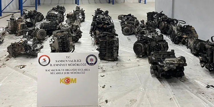 Samsun’da 3 milyon TL değerinde 32 adet lüks otomobil motoru ele geçirildi