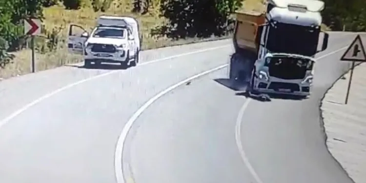 Yaralı serçeyi kurtarmak isterken kamyon çarptı