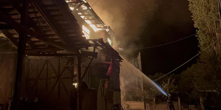 Köyde çıkan yangında 2 ev küle döndü