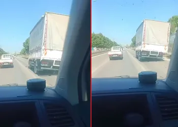 Bursa’da yan giden kamyon yürekleri ağıza getirdi