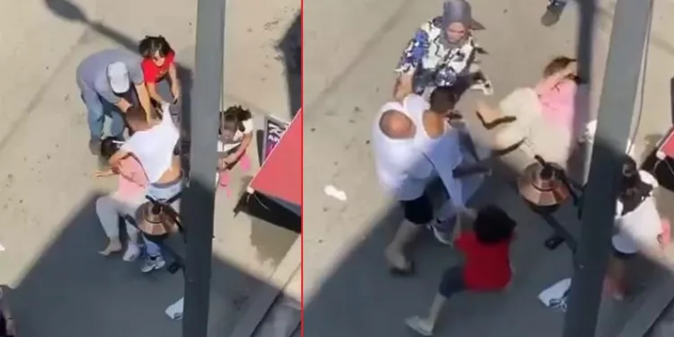 Sokak ortasında darp edilen annelerine siper oldular