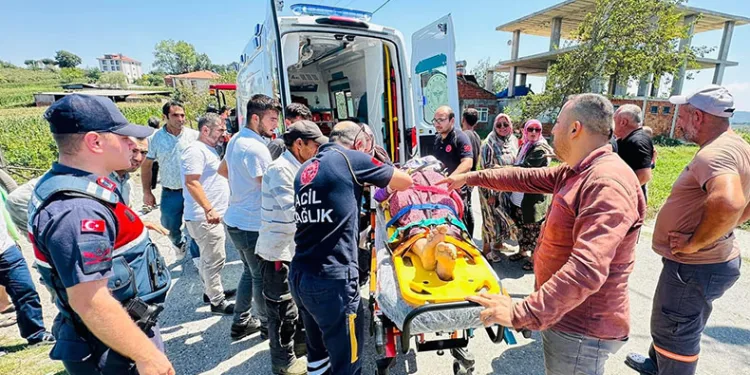 Kontrolden çıkan traktör devrildi