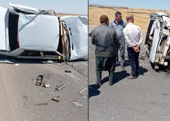 Diyarbakır’da iki otomobil kafa kafaya çarpıştı