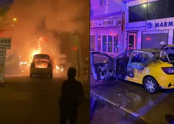 Gemlik’te ticari taksi alevlere teslim oldu