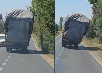 Bursa’da aşırı yükle seyreden kamyonet trafiği tehlikeye attı