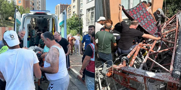 İnşaat işçileri çöken iskelenin altında kaldı