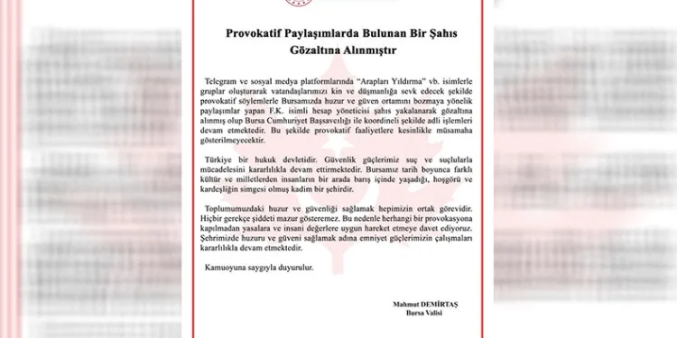 Bursa’da provokasyona gözaltı