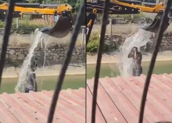 Vatandaşın imdadına kepçe operatörü yetişti