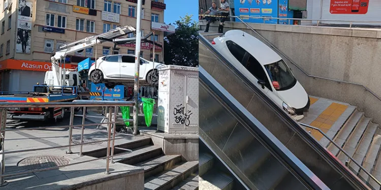 Aracıyla Kızılay metro istasyonuna uçtu