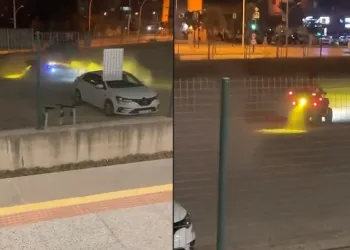 Bursa’da arazi aracıyla dakikalarca drift attı