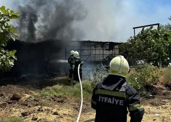 Marmaris’te çıkan yangında ahır kullanılmaz hale geldi