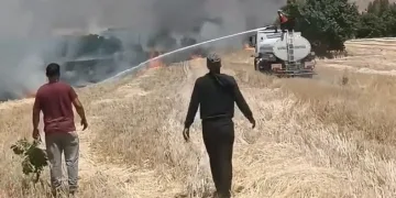 Elazığ’da tarlada çıkan anız yangını söndürüldü