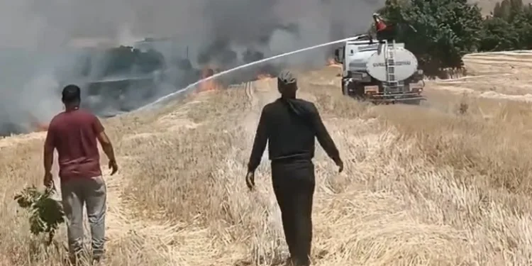 Elazığ’da tarlada çıkan anız yangını söndürüldü