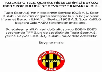 Tuzlaspor, hisselerini Beykoz 1908 SK’ya devrettiğini açıkladı