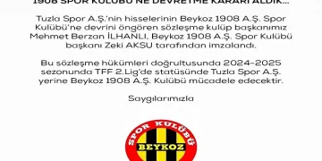 Tuzlaspor, hisselerini Beykoz 1908 SK’ya devrettiğini açıkladı