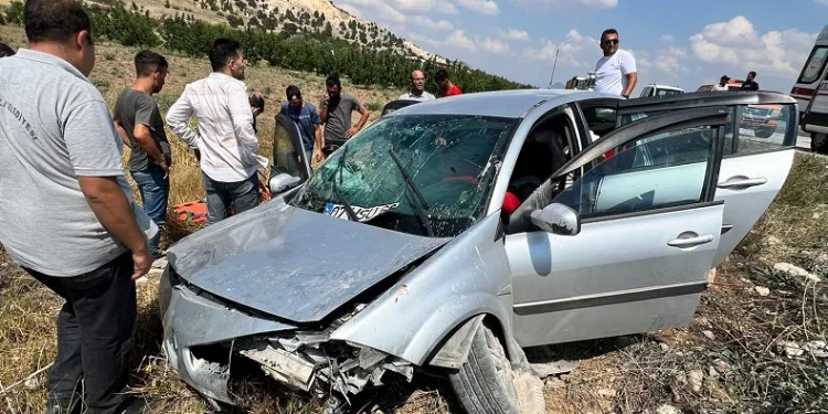 Yoldan çıkan otomobil araziye savruldu