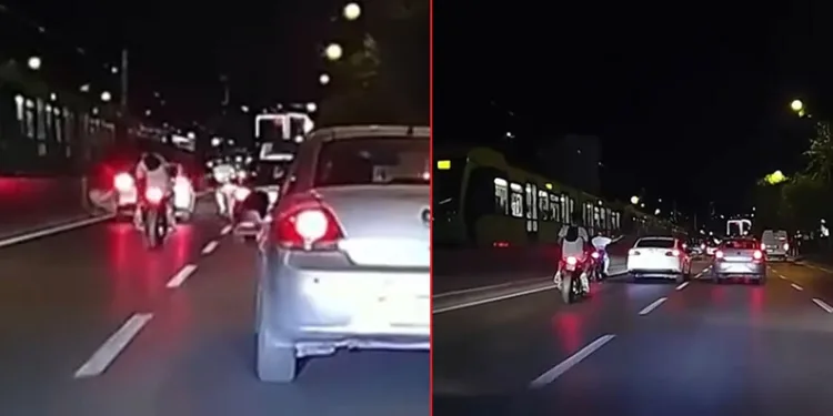 Bursa’da kontrollü şerit değiştiren aracın aynasını kırdı