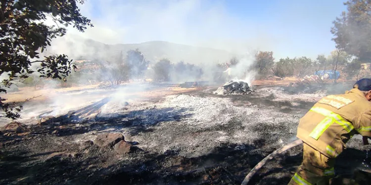 Traktörde başlayan yangın makilik alana sıçradı