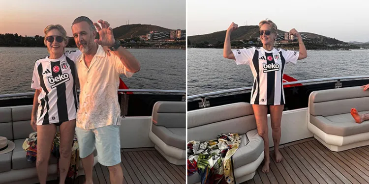 Sharon Stone Beşiktaş formasıyla poz verdi