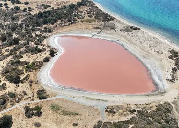 Antik liman pembe göle dönüştü