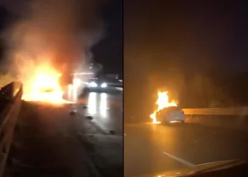 Arıza yapan araç bomba gibi patladı