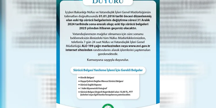 Eski tip sürücü belgesi uyarısı