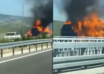 Seyir halindeki tır alev topuna döndü