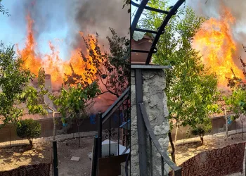Uludağ’ın eteklerinde 2 ahşap ev alev alev yandı