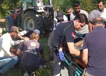 D-140’da otomobil ile traktör çarpıştı