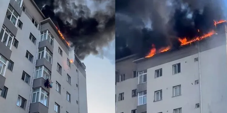 Kağıthane’de 13 katlı binada korkutan yangın