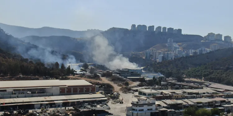 İzmir’de yanan yerler havadan görüntülendi