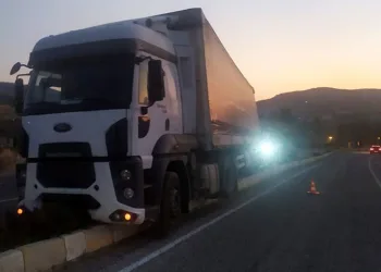 Sürücü direksiyon başında rahatsızlanan tır refüje çıktı