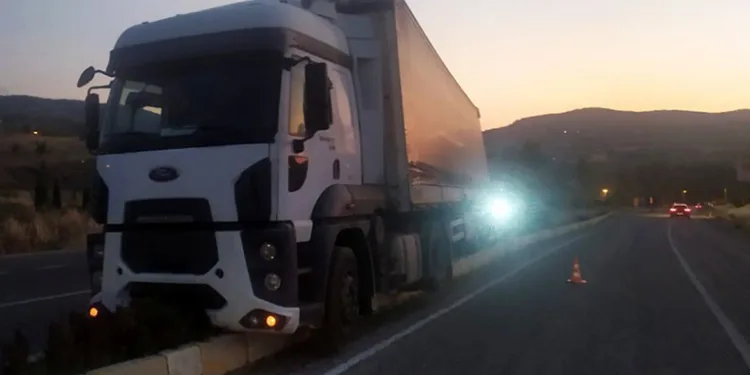 Sürücü direksiyon başında rahatsızlanan tır refüje çıktı