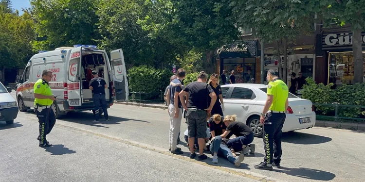 Elektrikli bisikletin çarptığı kadın yaralandı
