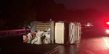 Devrilen kamyonetin sürücüsü yaralandı