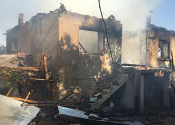 Çıkan yangında köy evi küle döndü