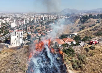 Evin etrafını alevler sardı