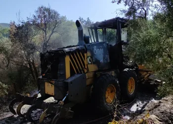Bursa’da iş makinesi alevlere teslim oldu