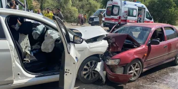 Otomobil ile cip kafa kafaya çarpıştı