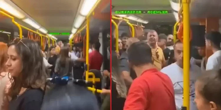 Bursa’da metroda yer verme kavgası
